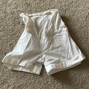 white maternity shorts